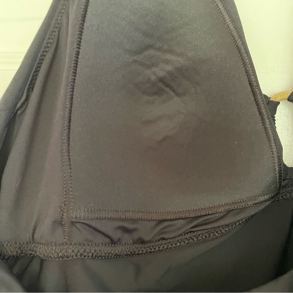 Land’s End Size 14 Black Swim Top Ruched Halter Tie-Neck V-Neck Keyhole Tankini - Picture 9 of 9